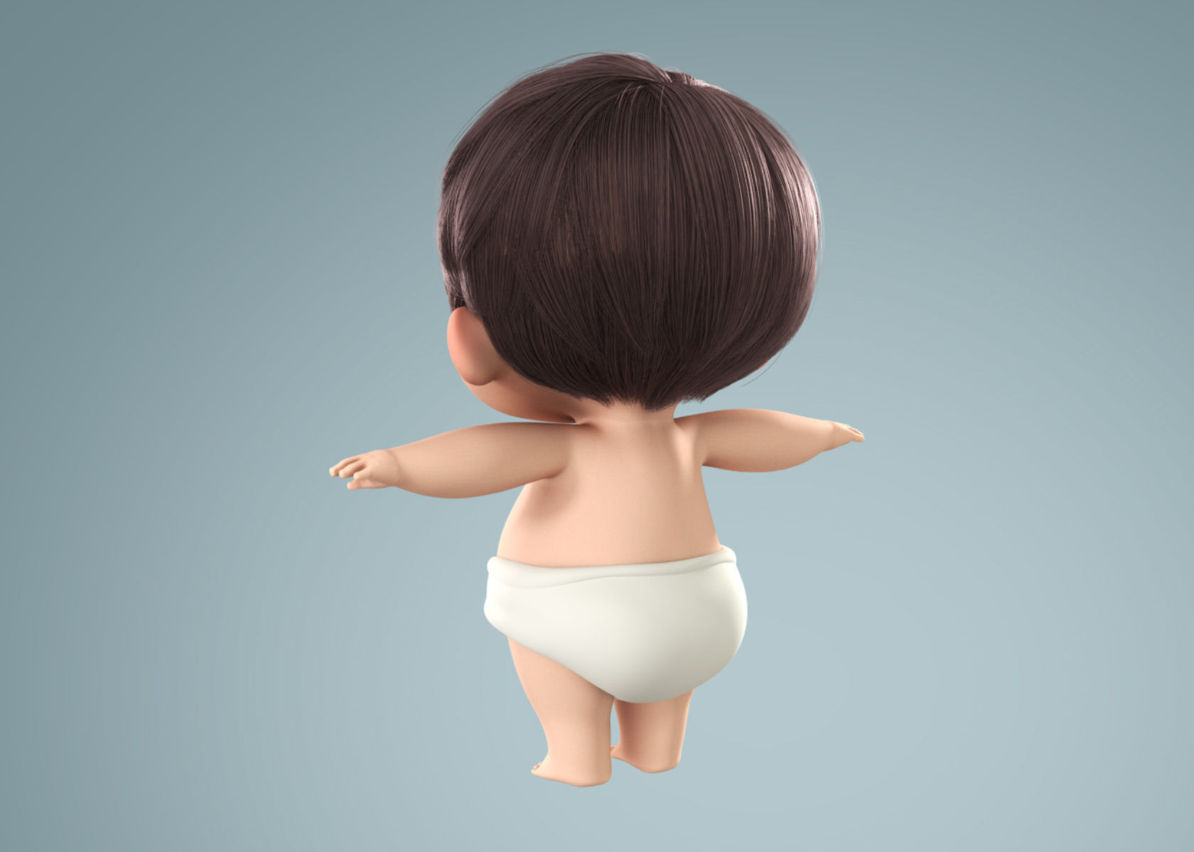 Cartoon Baby Boy 3d Model Rigged 3D model_7