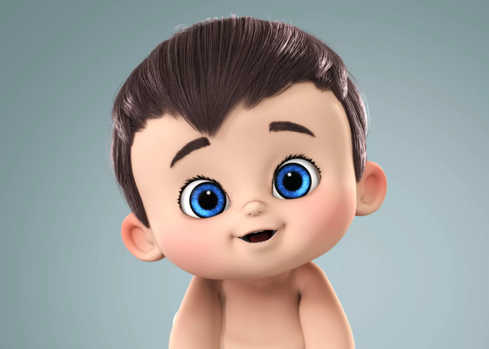 Cartoon Baby Boy 3d Model Rigged 3D model_0