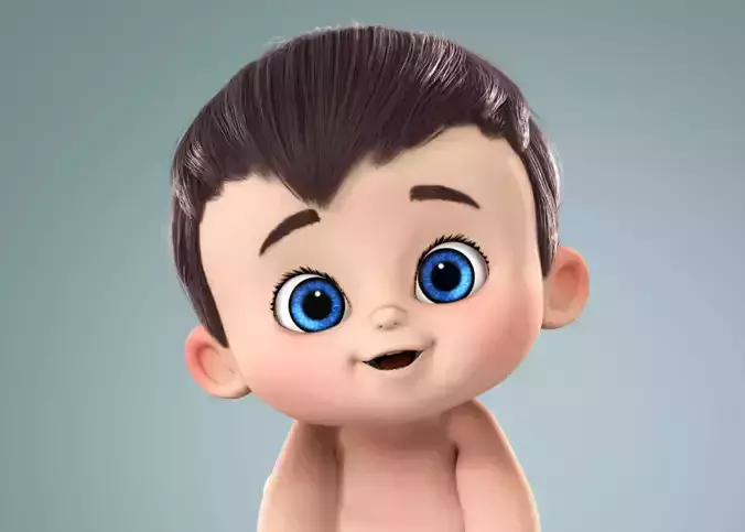 Cartoon Baby Boy 3d Model Rigged 3D model