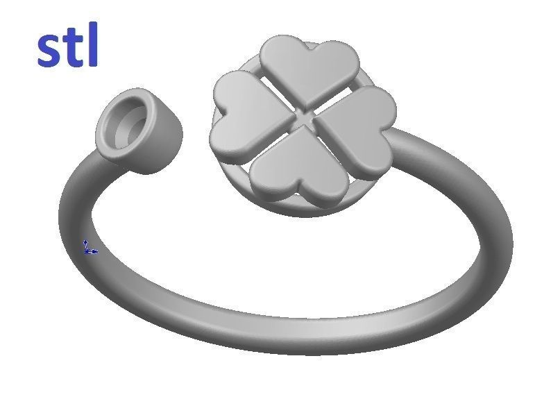 Ring shamrock gold with diamond 3D print model_7