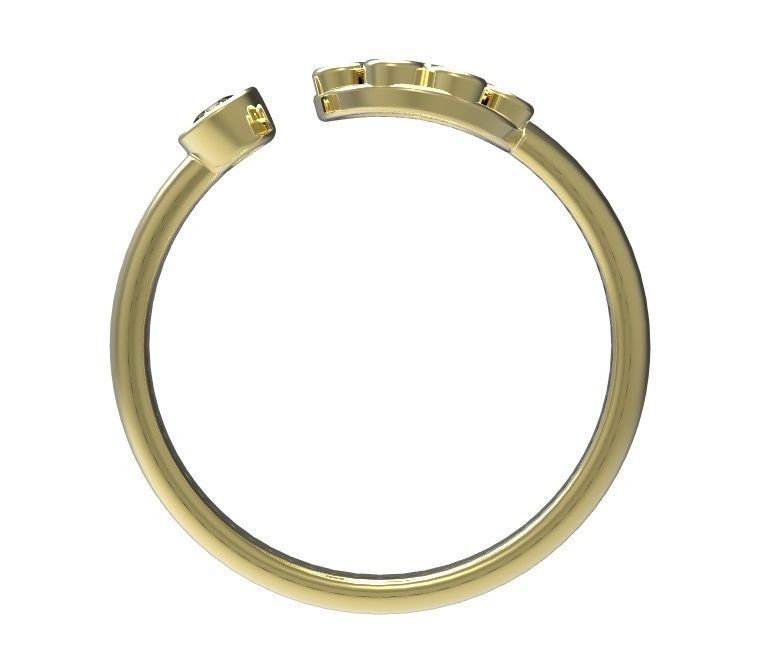 Ring shamrock gold with diamond 3D print model_4