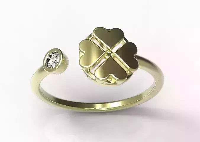 Ring shamrock gold with diamond
