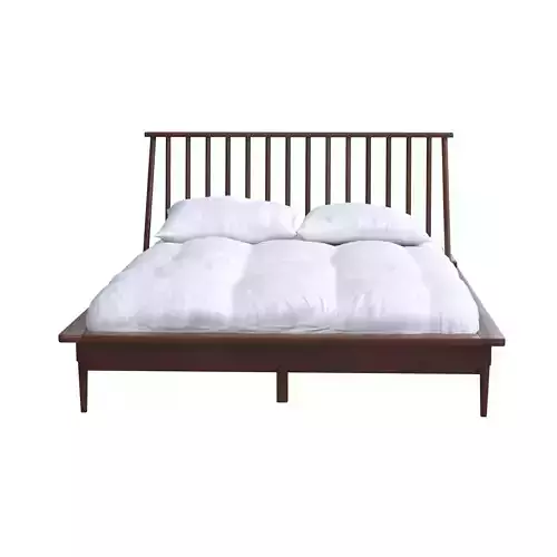 Armand-Platform-Bed bed frame with slatted headboard and foot... Low-poly 3D model