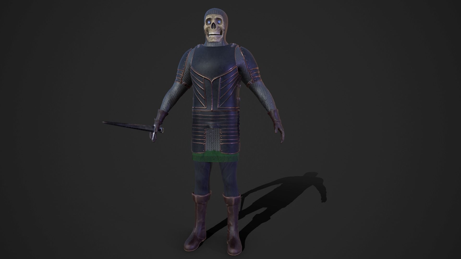 Fantasy Skeleton Knight Low-poly 3D model_5