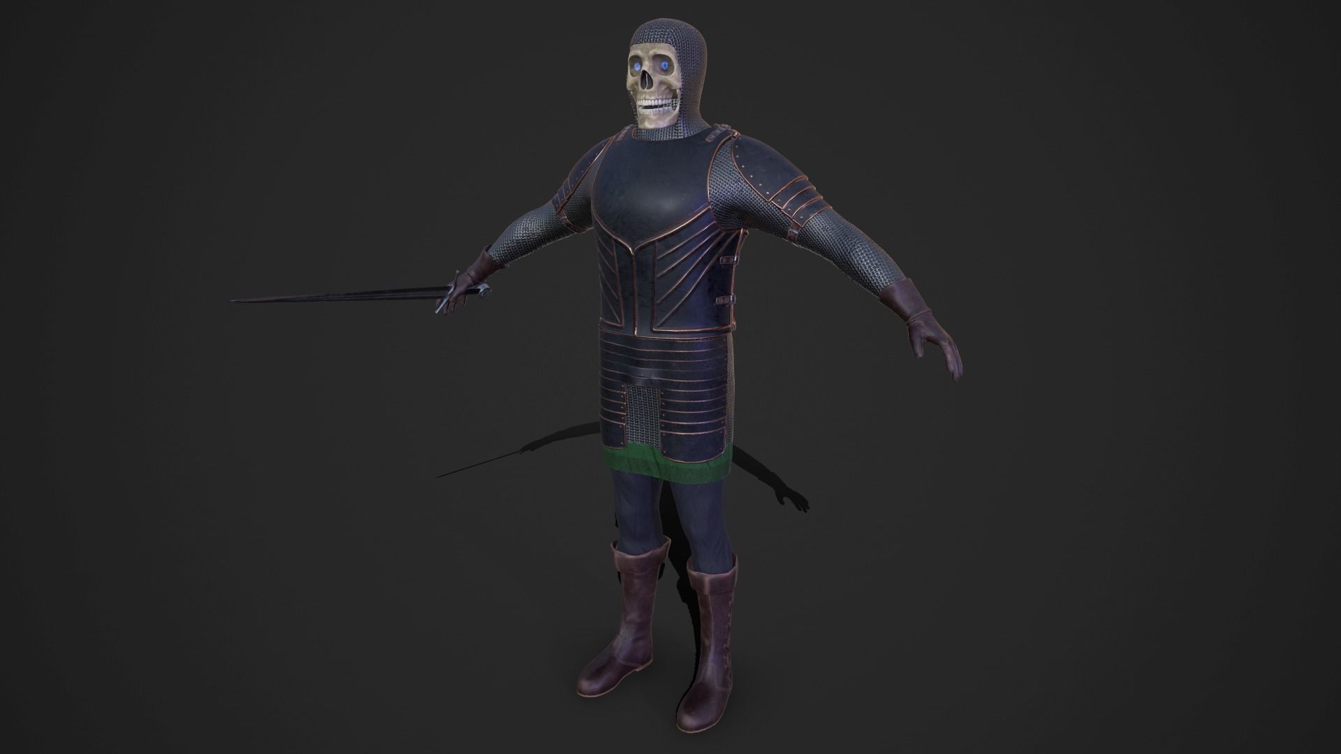 Fantasy Skeleton Knight Low-poly 3D model_7