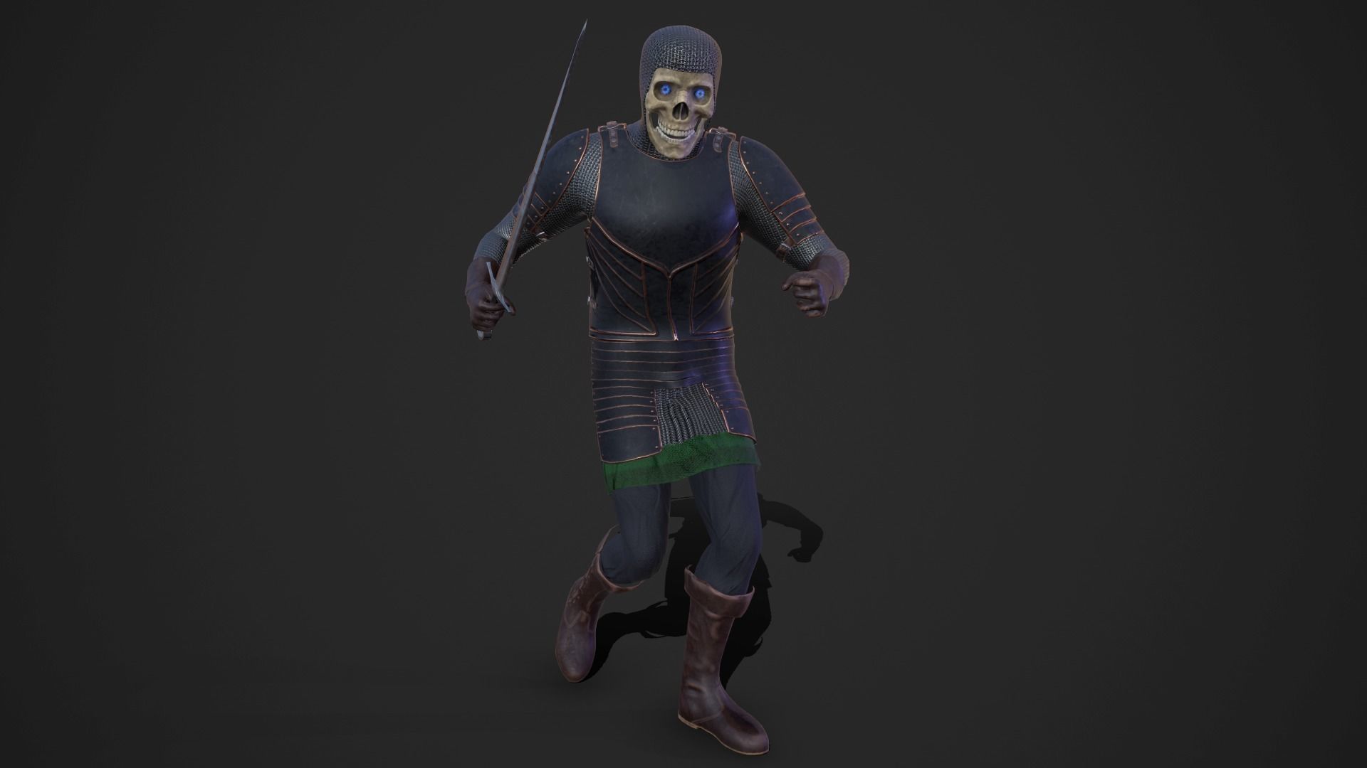 Fantasy Skeleton Knight Low-poly 3D model_10