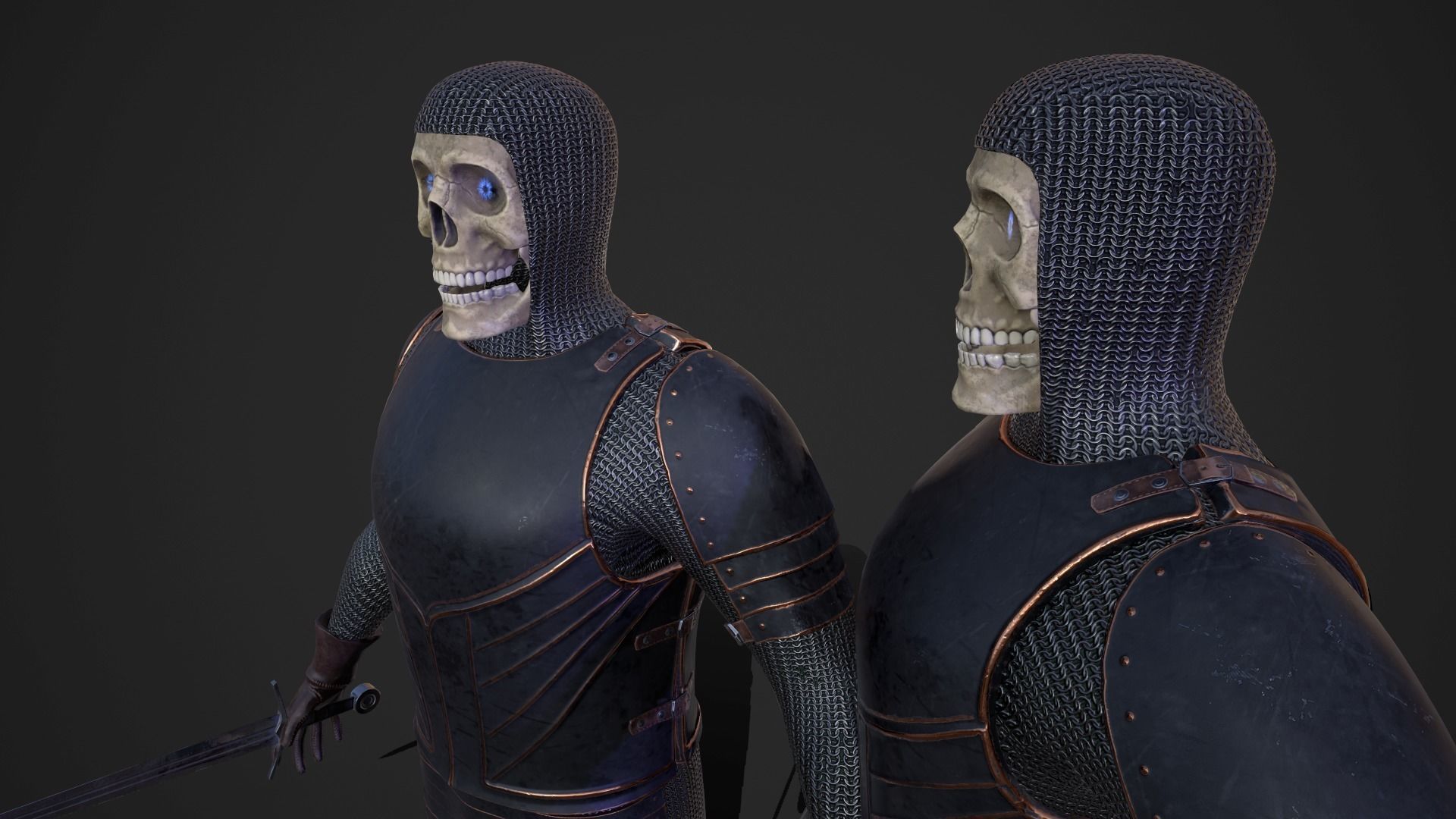 Fantasy Skeleton Knight Low-poly 3D model_3