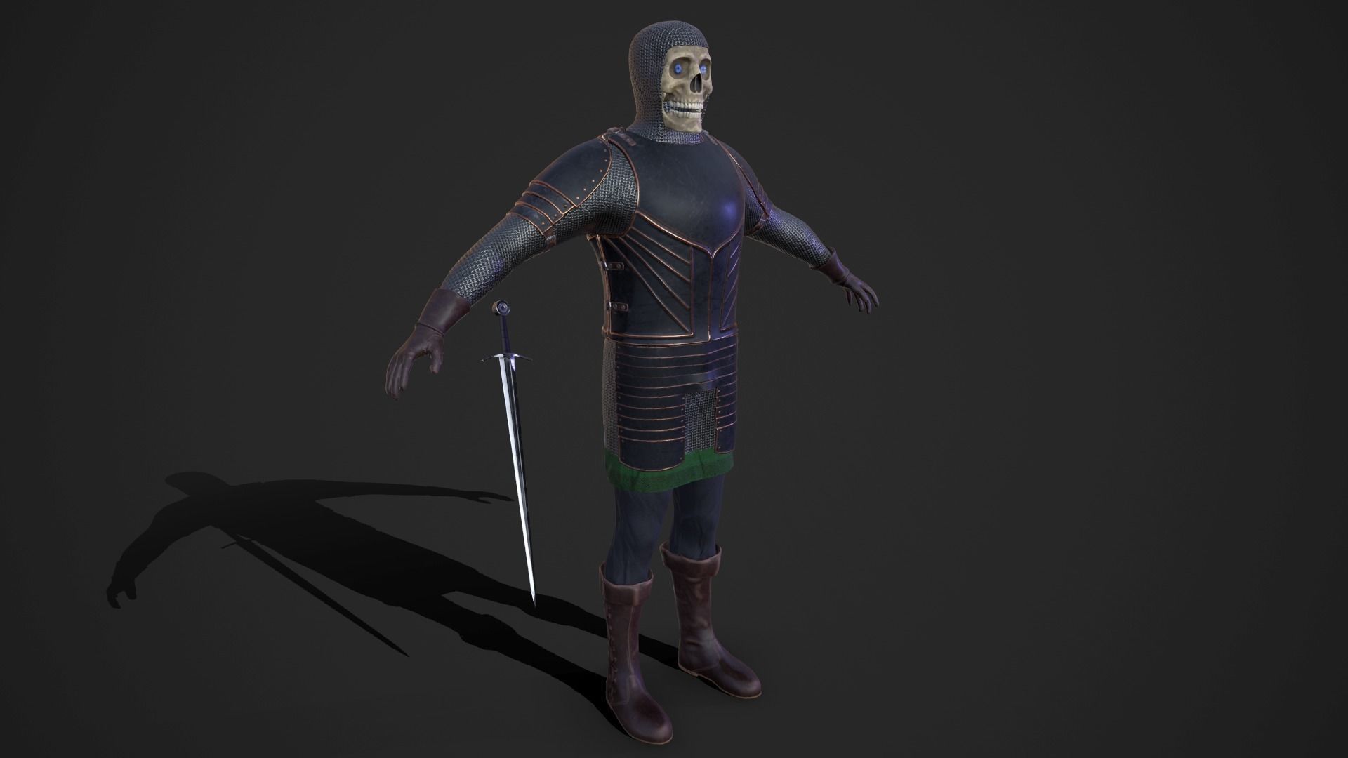 Fantasy Skeleton Knight Low-poly 3D model_4