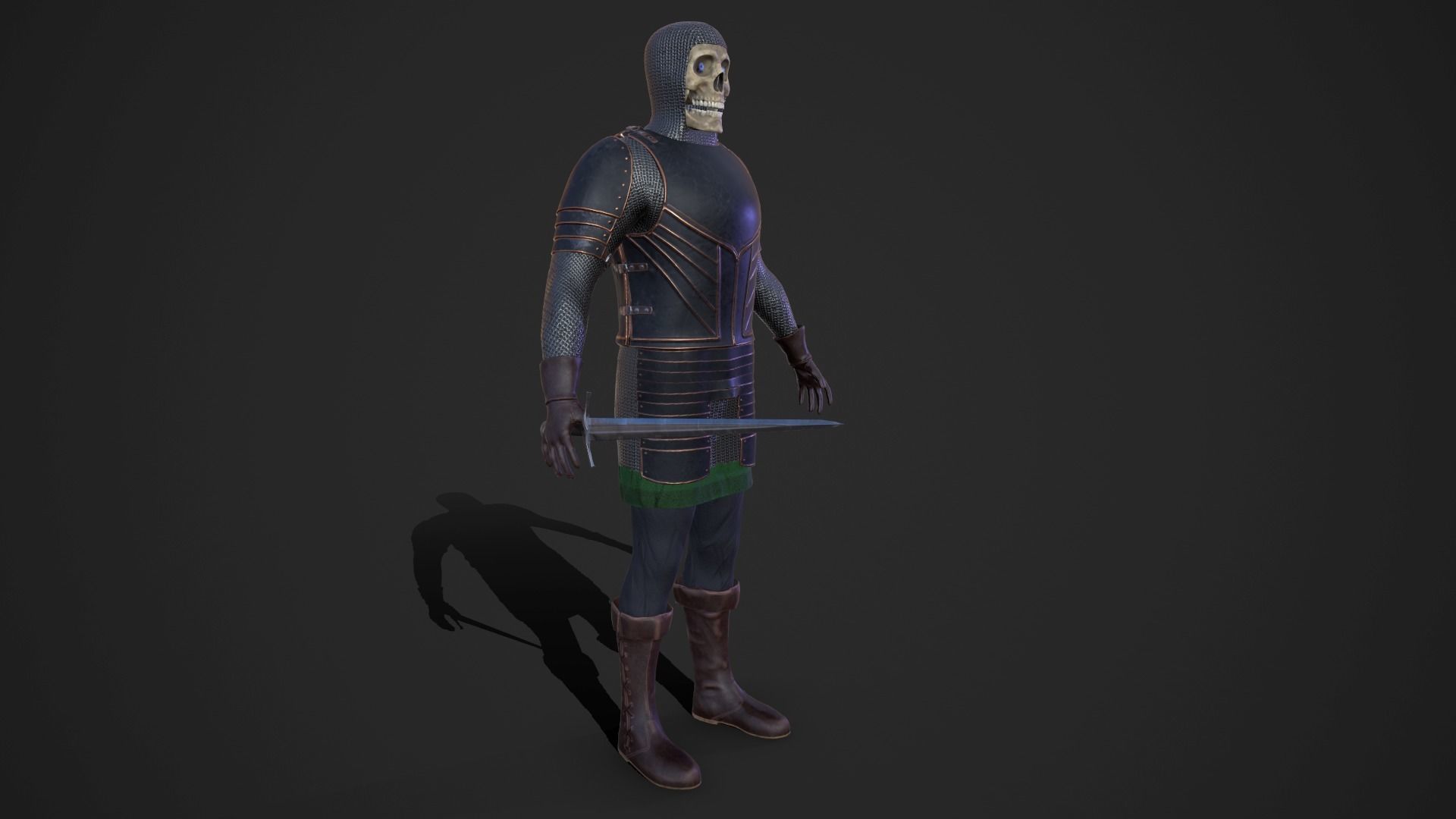 Fantasy Skeleton Knight Low-poly 3D model_2