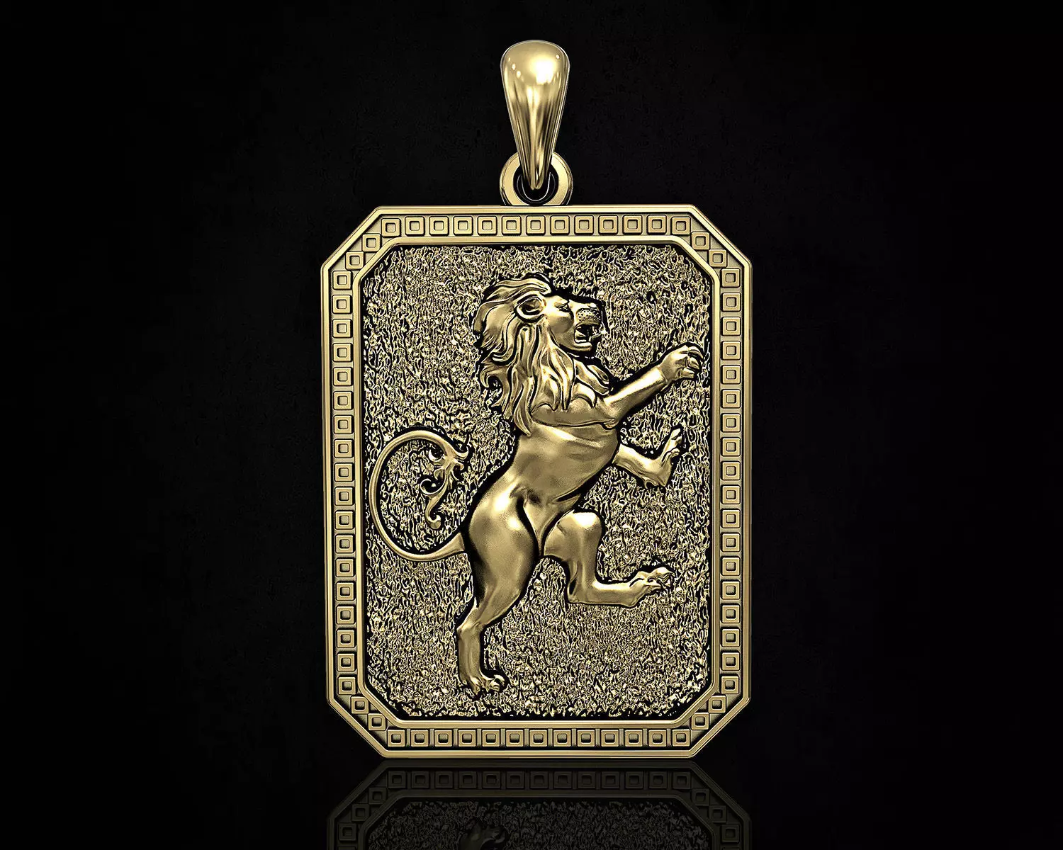 Heraldic rampant lion pendant 3D print model