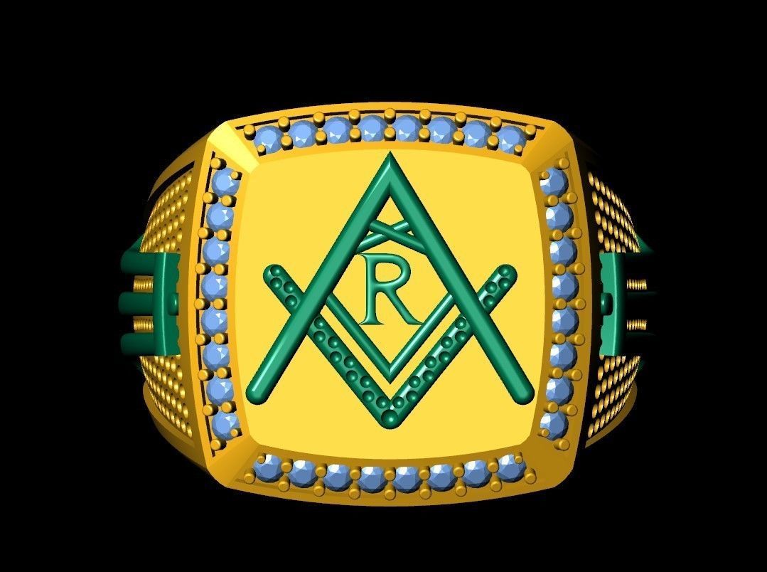 R - LETTER  SIGNET RING 3D print model_10