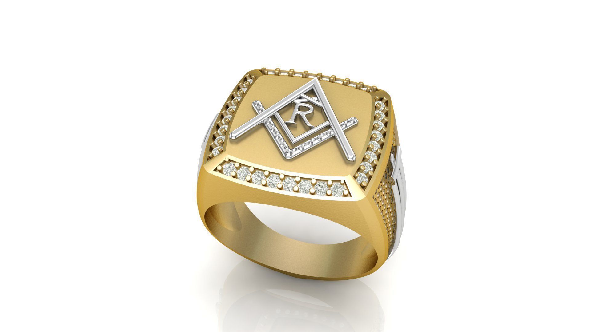 R - LETTER  SIGNET RING 3D print model_1
