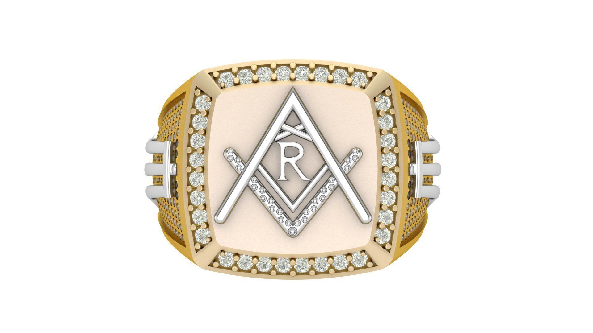 R - LETTER  SIGNET RING 3D print model_3