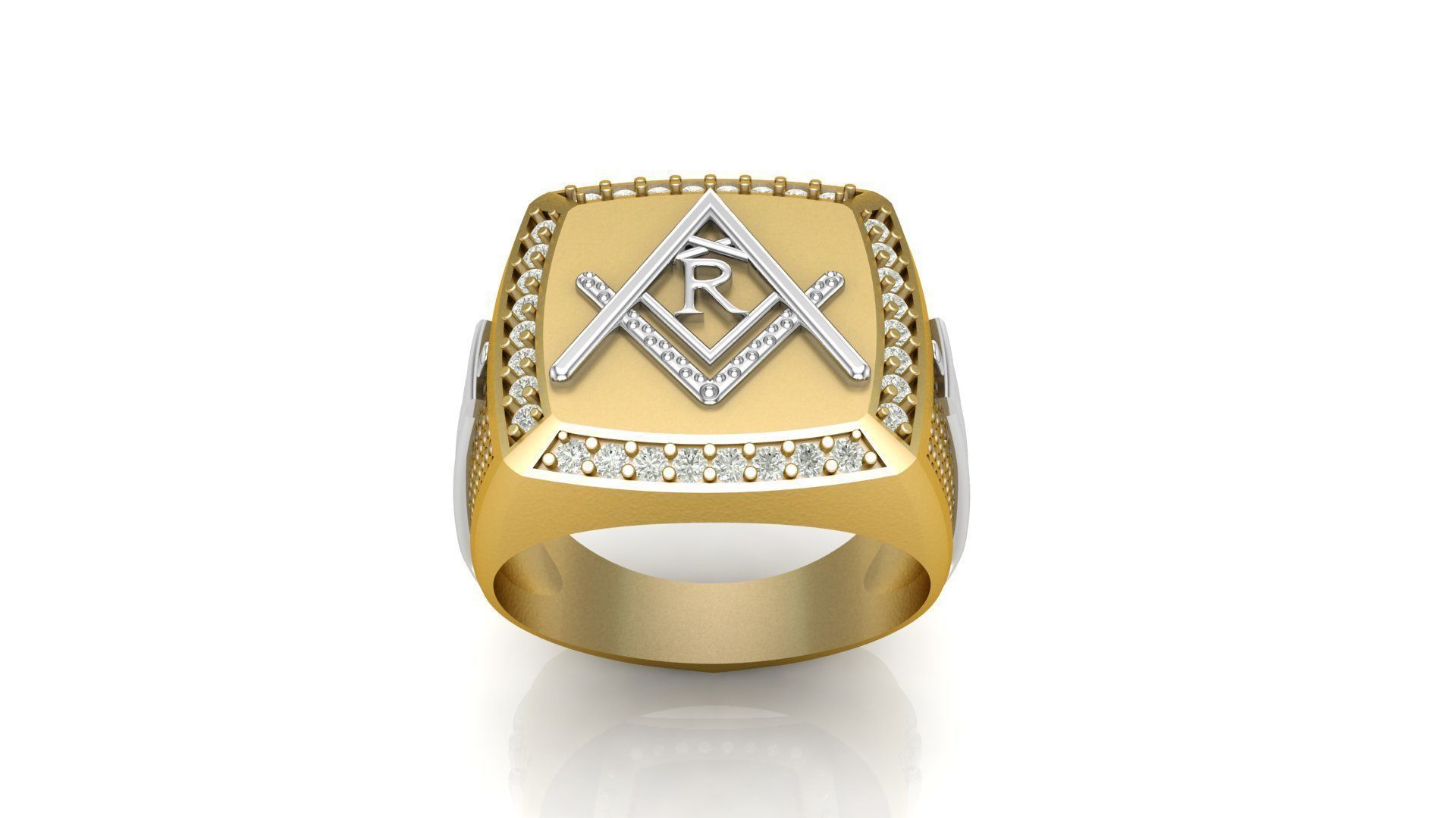 R - LETTER  SIGNET RING 3D print model_2