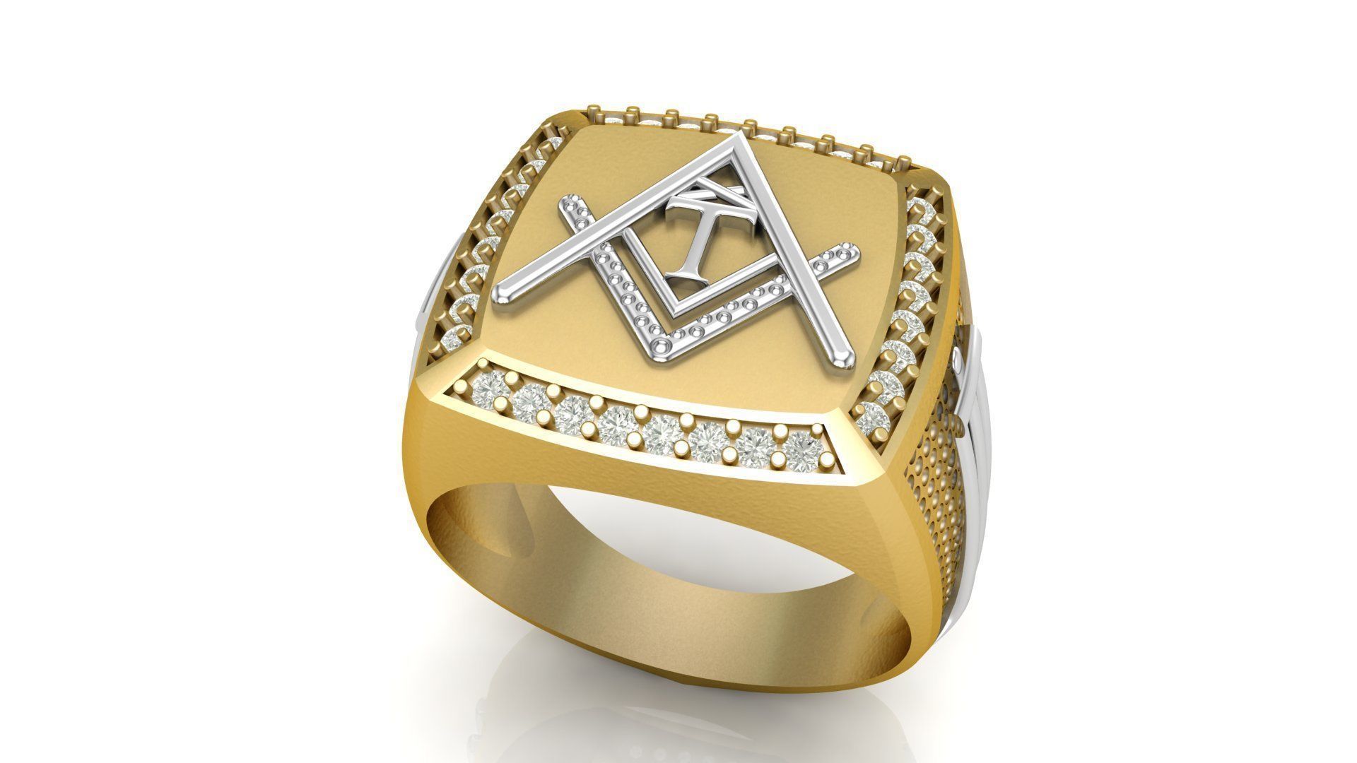 T - LETTER  SIGNET RING 3D print model_2
