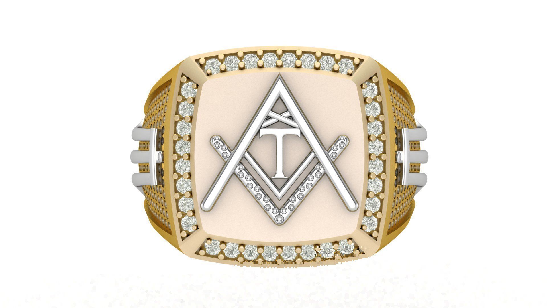 T - LETTER  SIGNET RING 3D print model_3