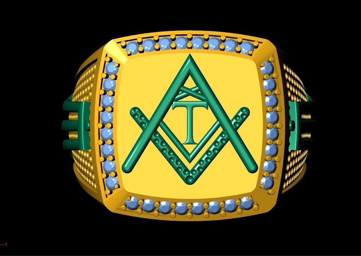 T - LETTER  SIGNET RING 3D print model_6