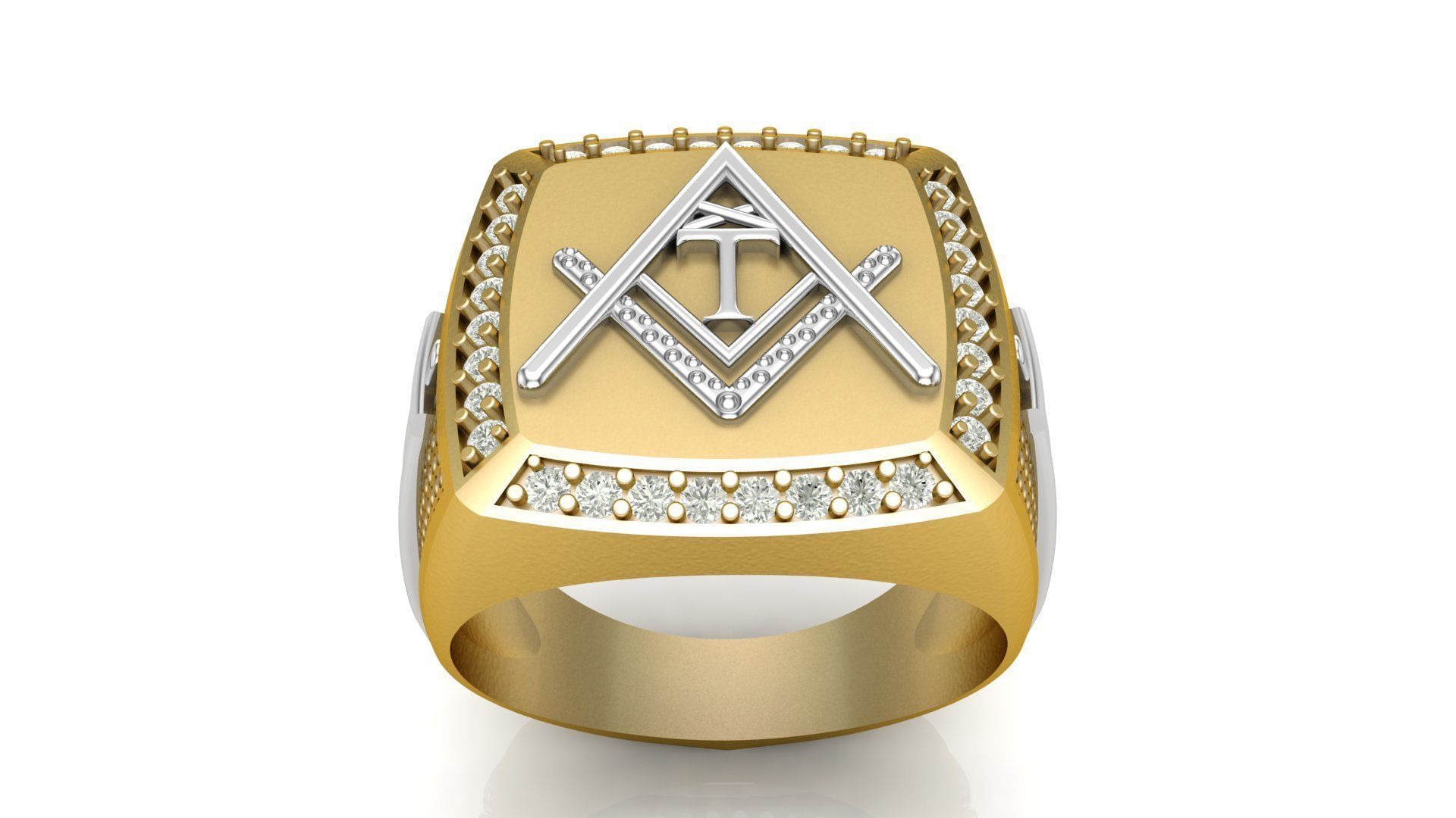 T - LETTER  SIGNET RING 3D print model_1