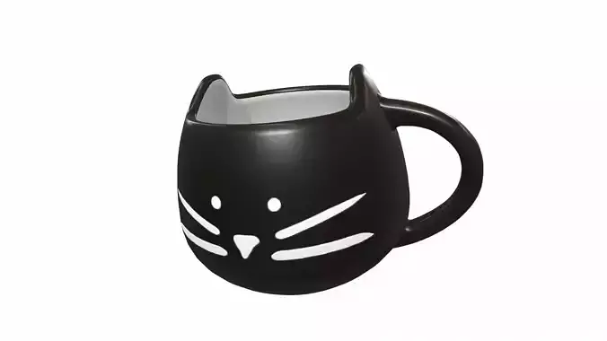 Black cat cup 3D model