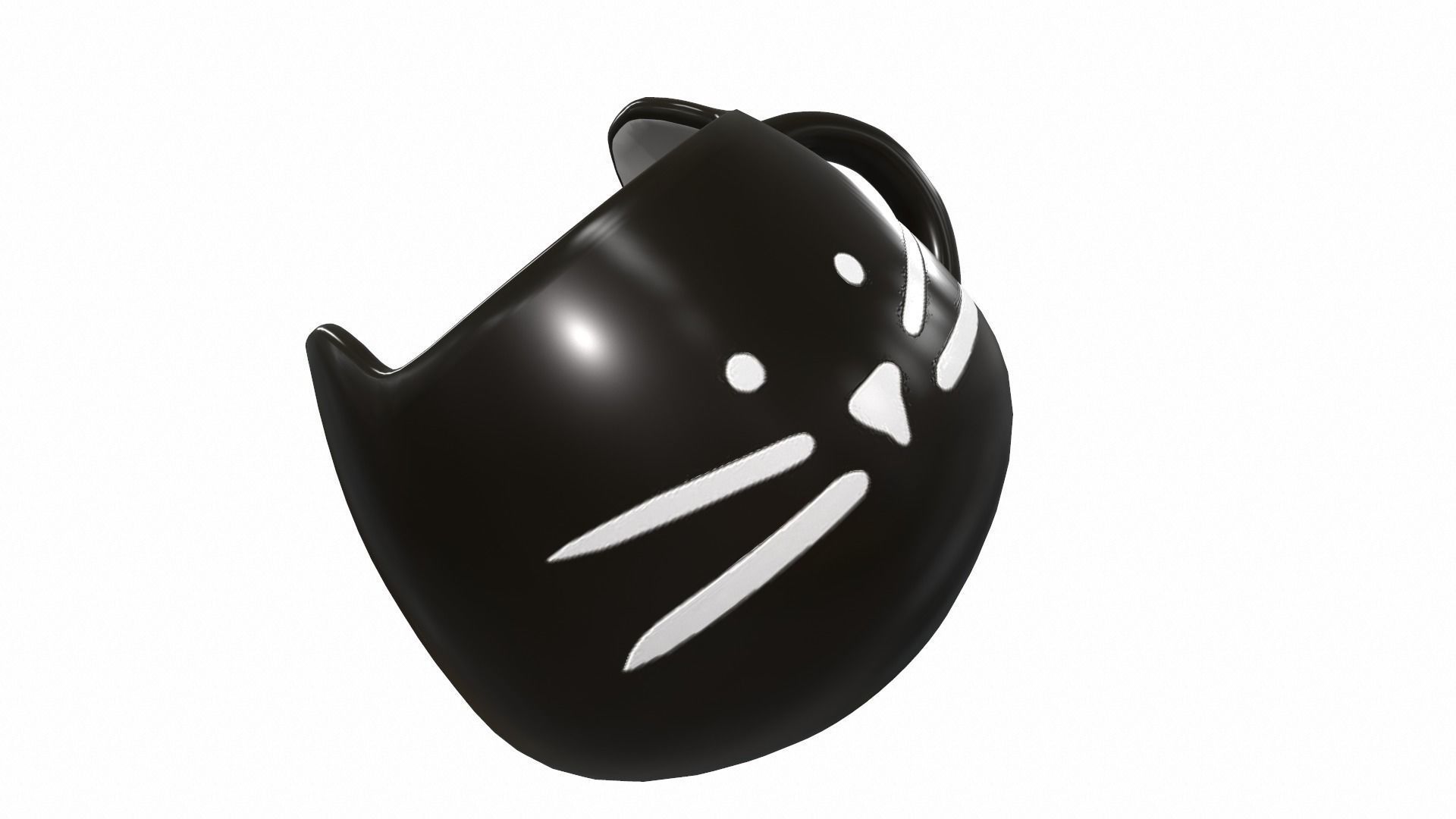 Black cat cup 3D model_2
