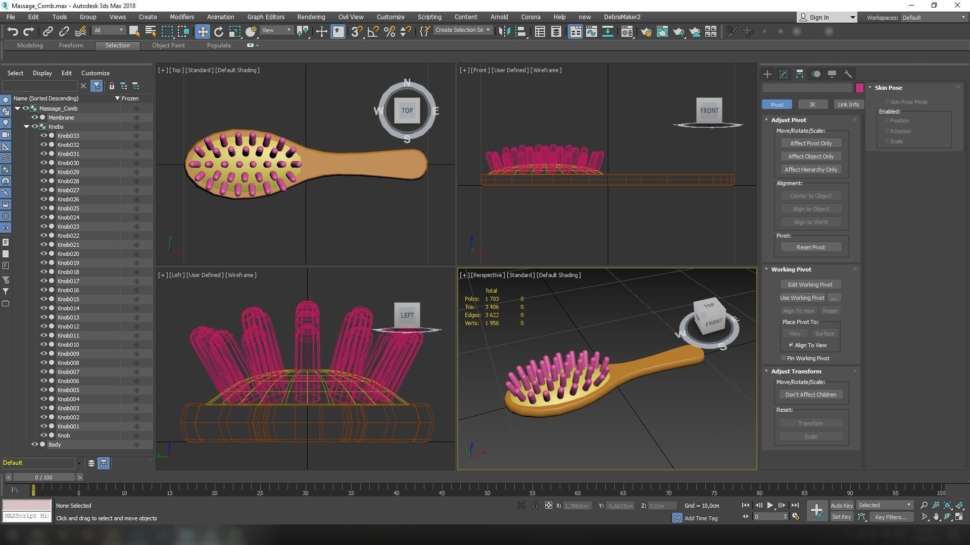 Massage Comb Low-poly 3D model_59
