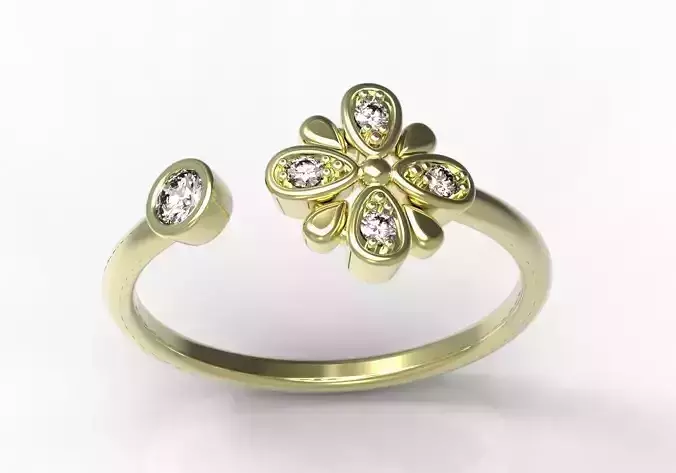 Ring diamond flower gold