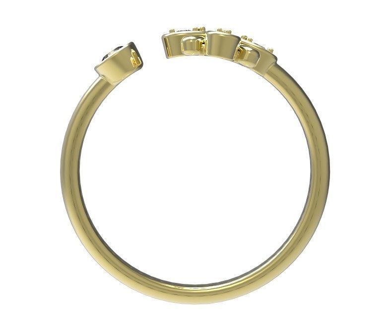 Ring diamond flower gold 3D print model_4