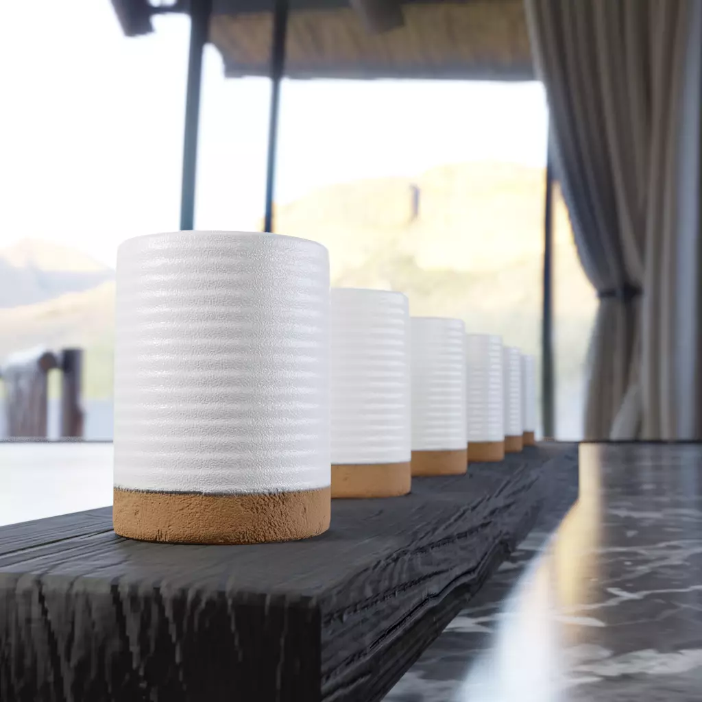 Terracotta tableware Low-poly 3D model_0