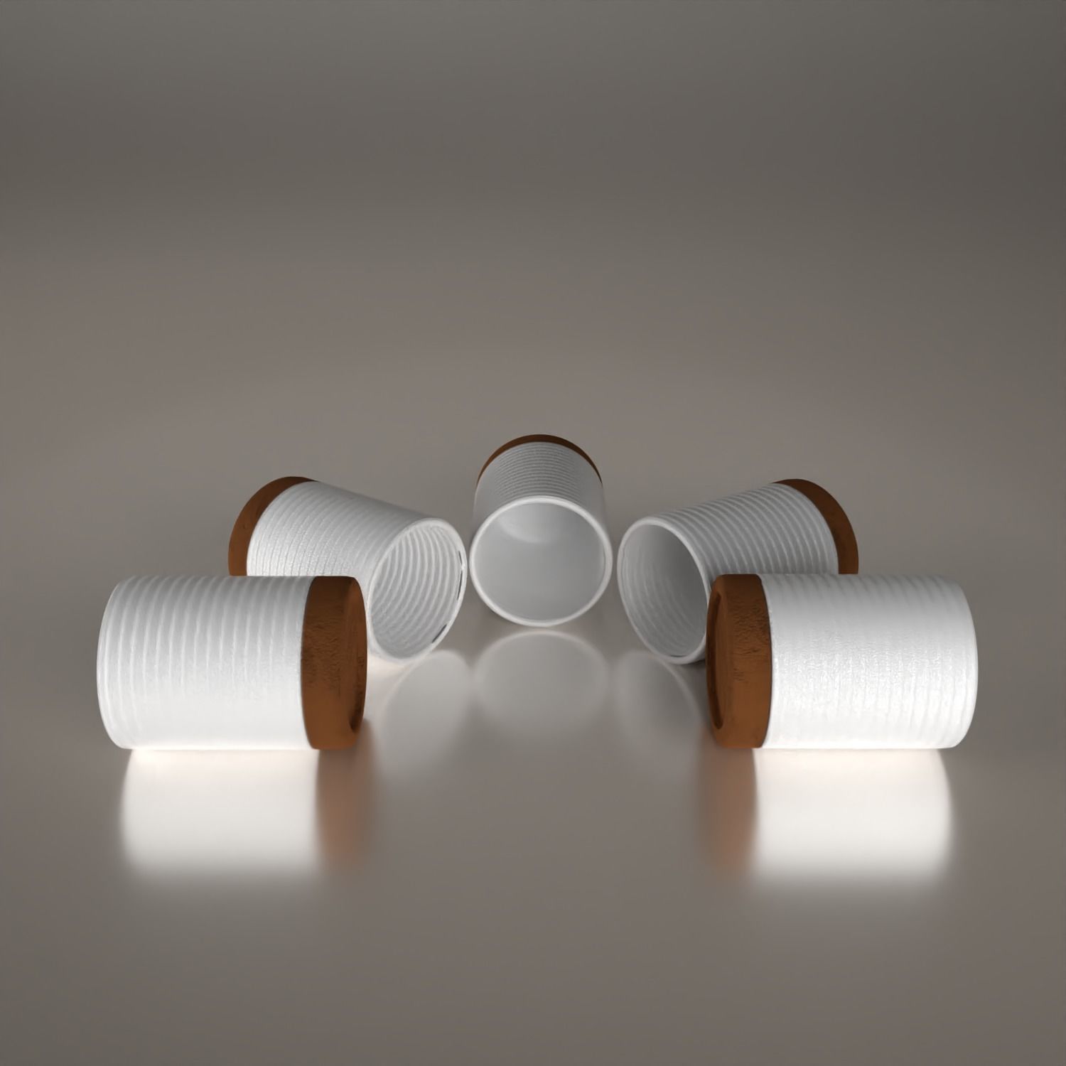 Terracotta tableware Low-poly 3D model_3