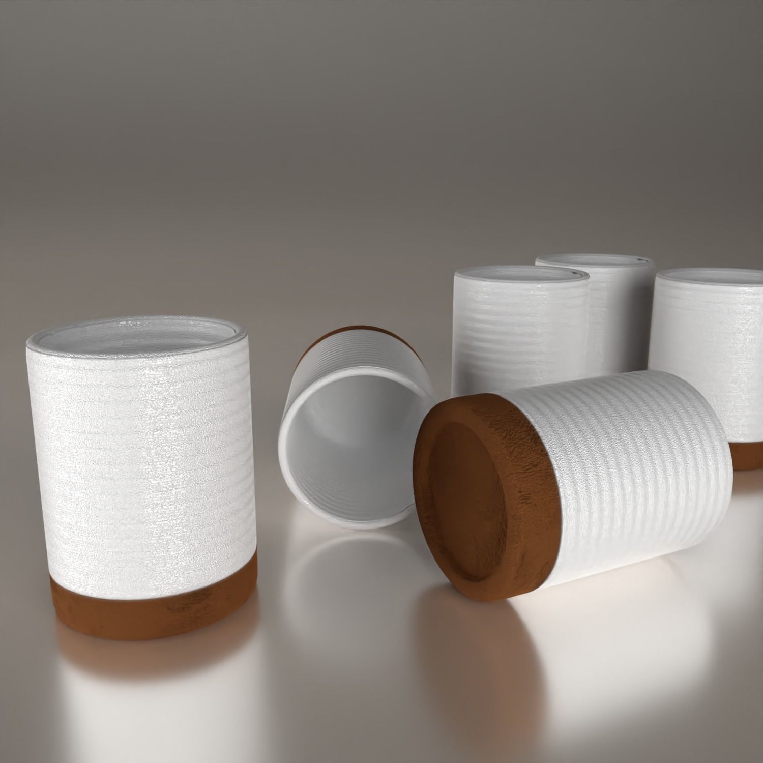 Terracotta tableware Low-poly 3D model_2