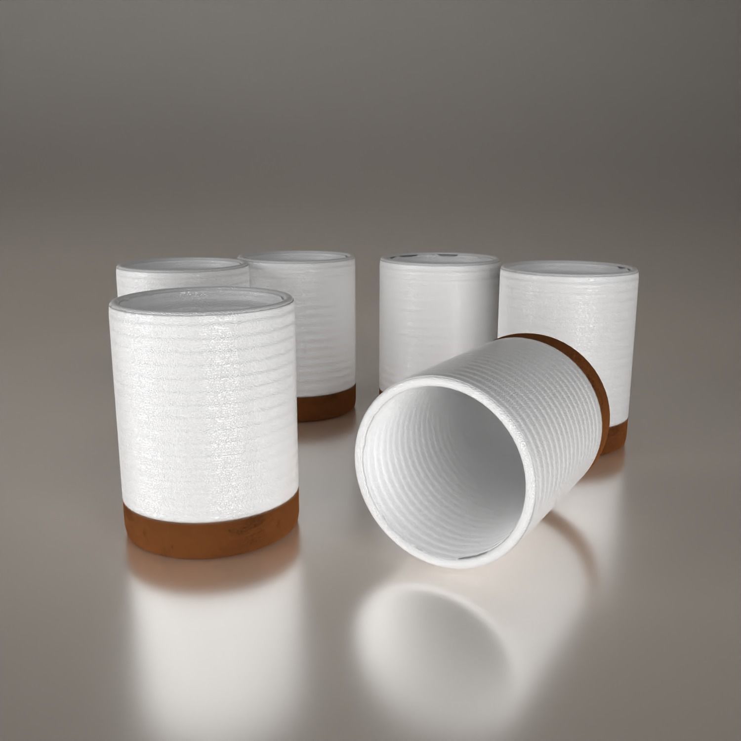 Terracotta tableware Low-poly 3D model_1