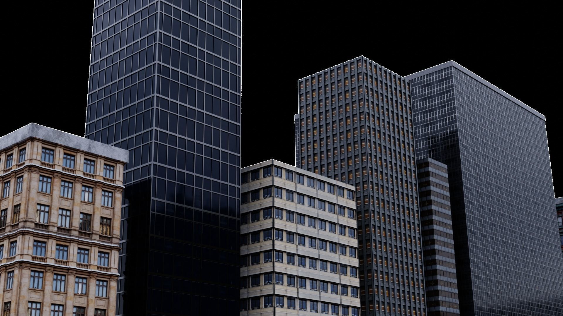 10 High Rise Building Model Pack Low-poly 3D model_2