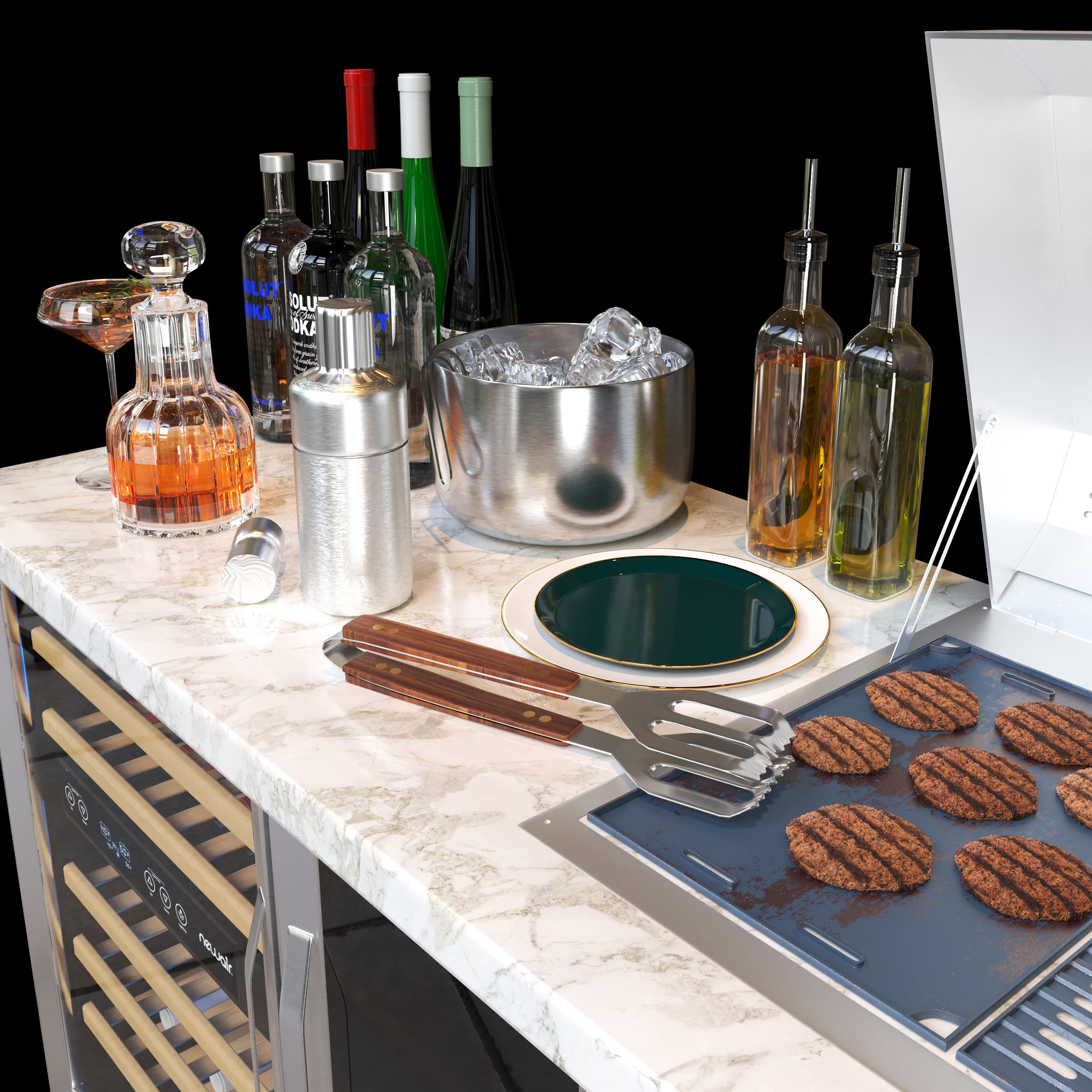 kenyon grill set 3D model_3