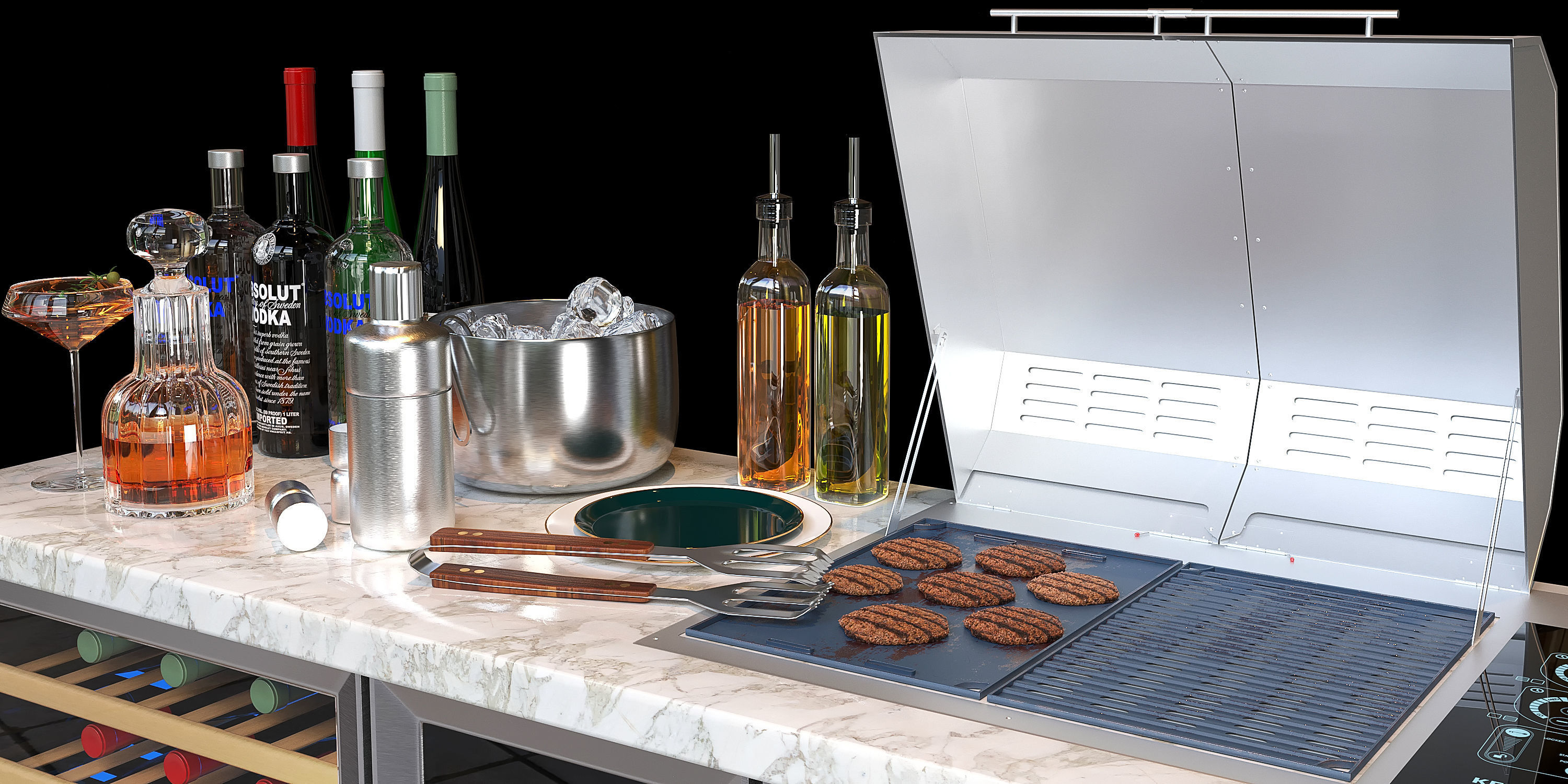 kenyon grill set 3D model_4