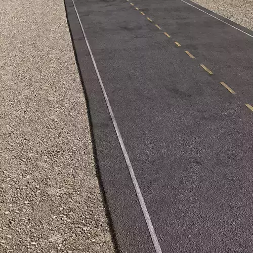 Asphalt empty road in desert Low-poly 3D model