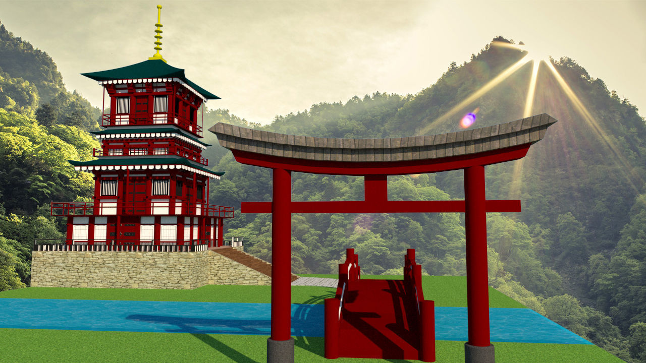 Temple on japan style 3D model_2
