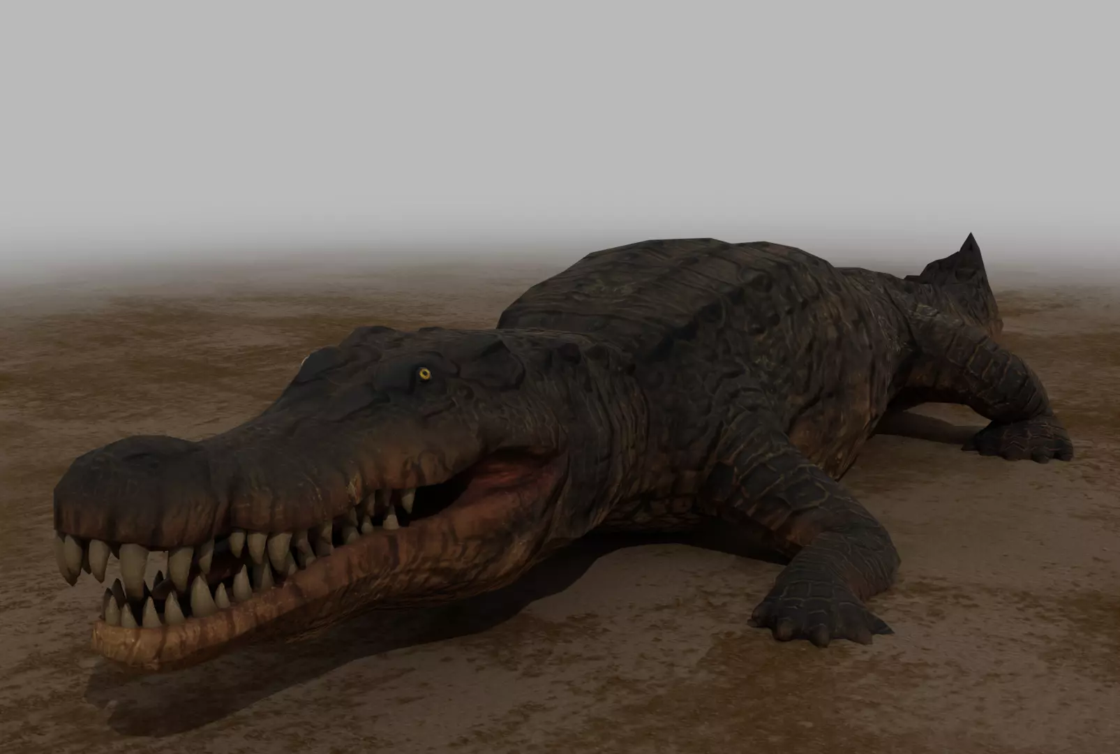 Crocodile Rigged Low Poly Low-poly 3D model_0