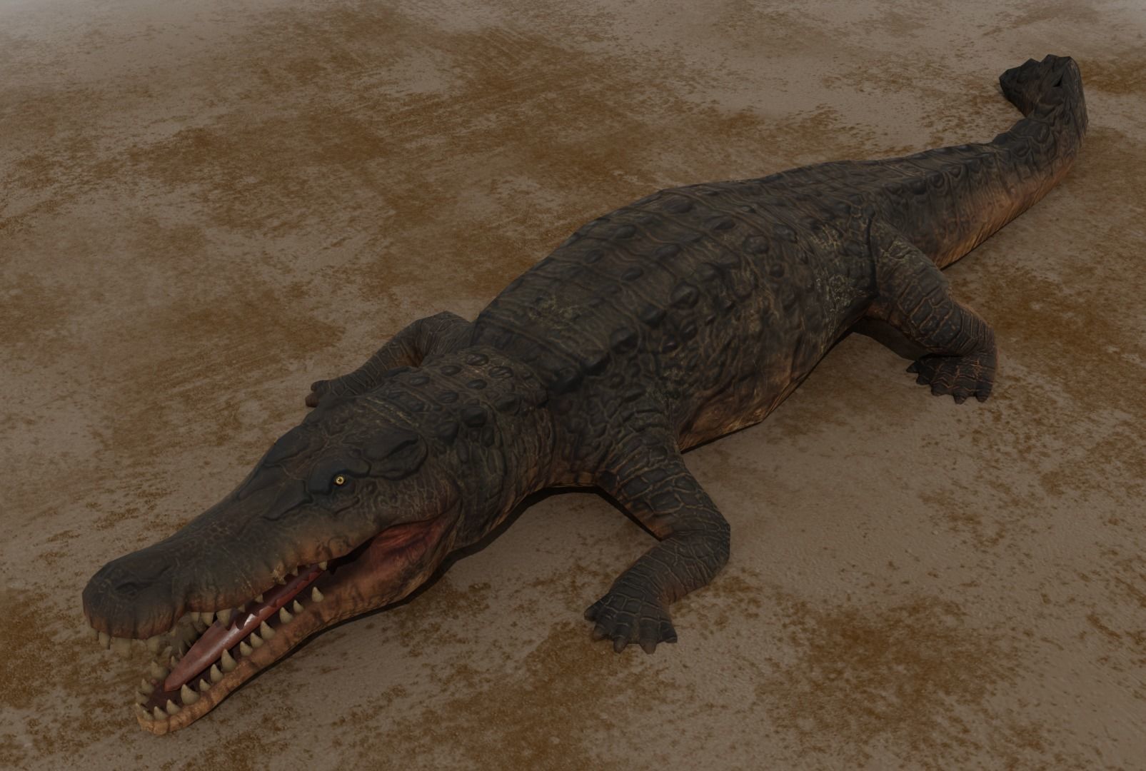 Crocodile Rigged Low Poly Low-poly 3D model_2