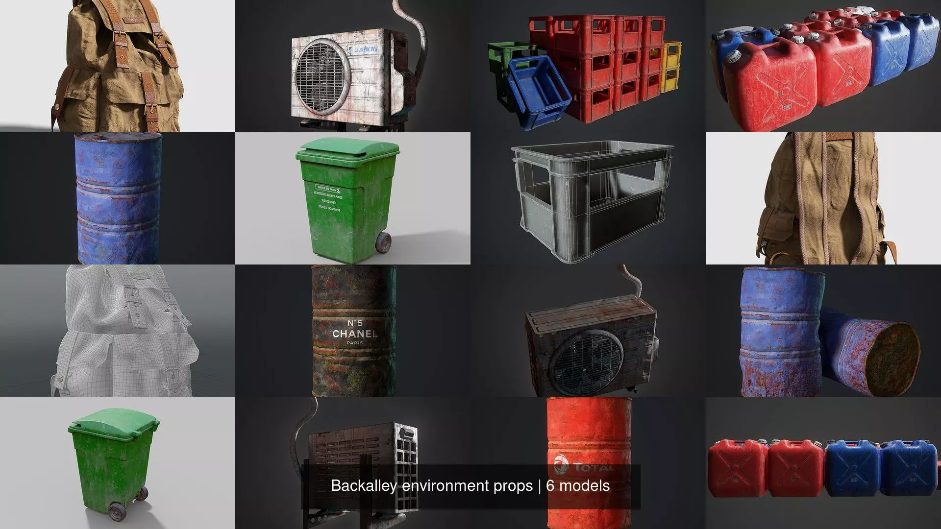 Backalley environment props 3D Model Collection_0