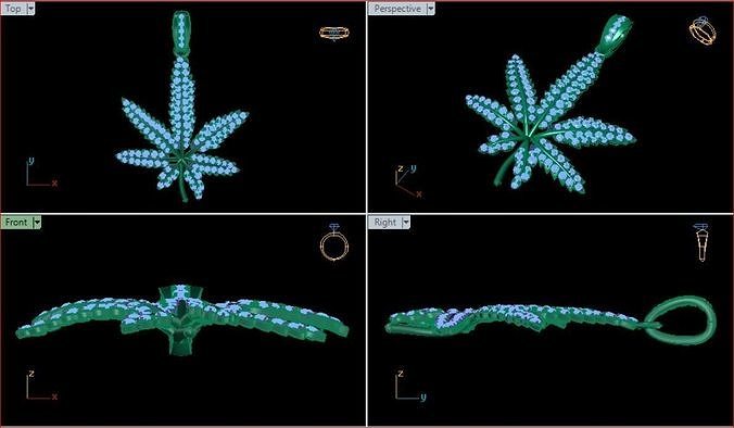 Marijuana Leaf Gold Pendant Diamond Mat Day La Can Sa 3D print model