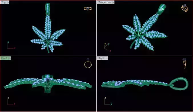 Marijuana Leaf Gold Pendant Diamond Mat Day La Can Sa 3D print model