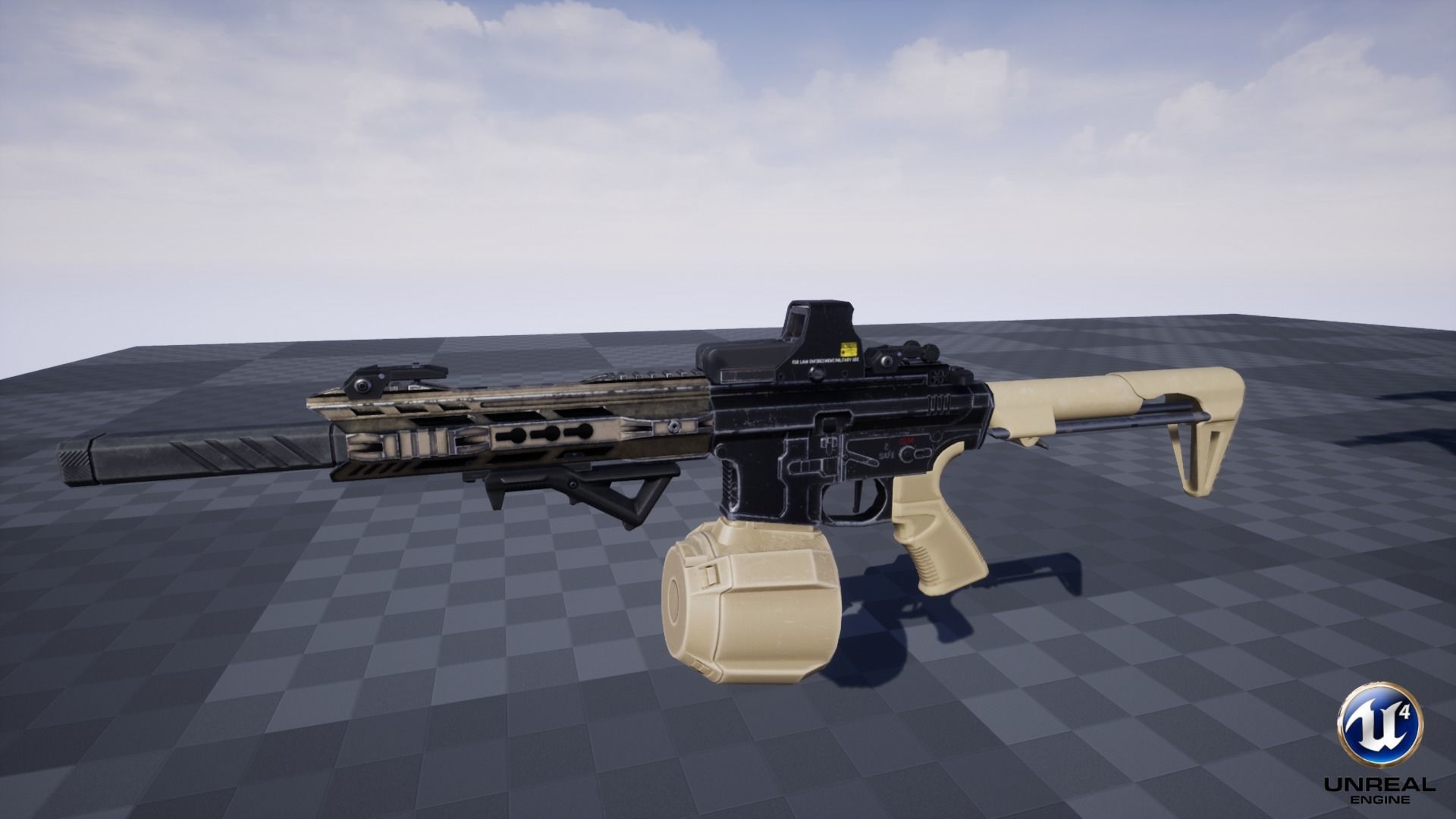 Modular Combat Rifle-Close Quarter Combat Variant  Low-poly 3D model_28