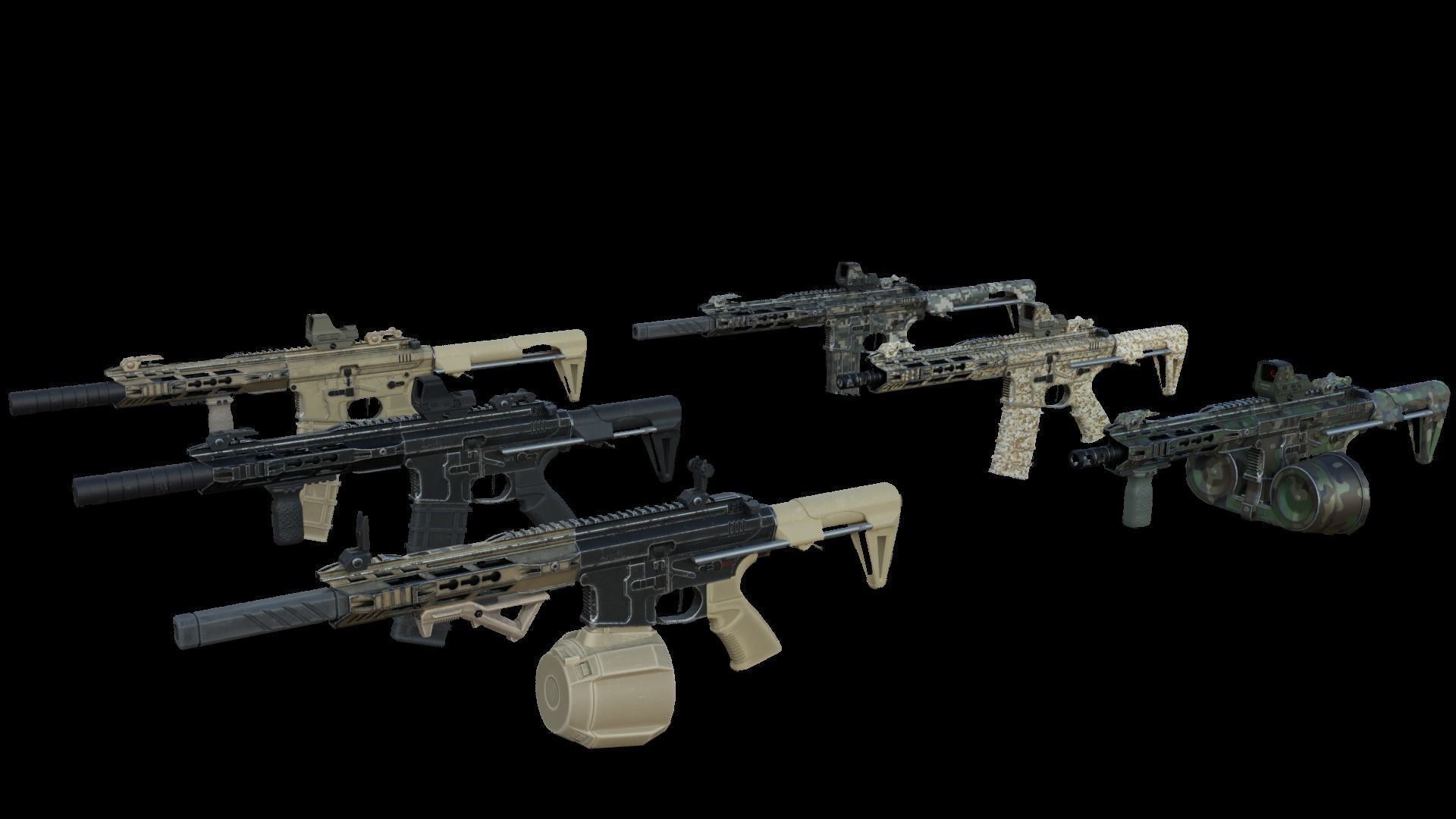 Modular Combat Rifle-Close Quarter Combat Variant  Low-poly 3D model_16