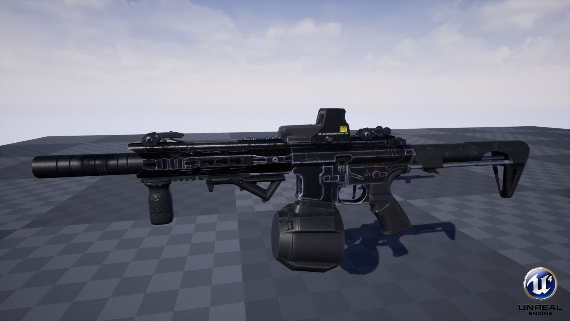 Modular Combat Rifle-Close Quarter Combat Variant  Low-poly 3D model_23