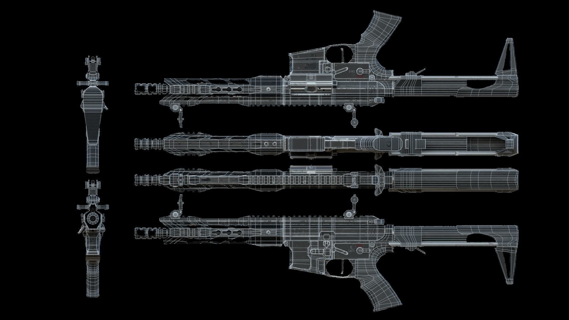 Modular Combat Rifle-Close Quarter Combat Variant  Low-poly 3D model_58