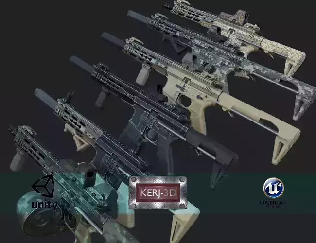 Modular Combat Rifle-Close Quarter Combat Variant  Low-poly 3D model