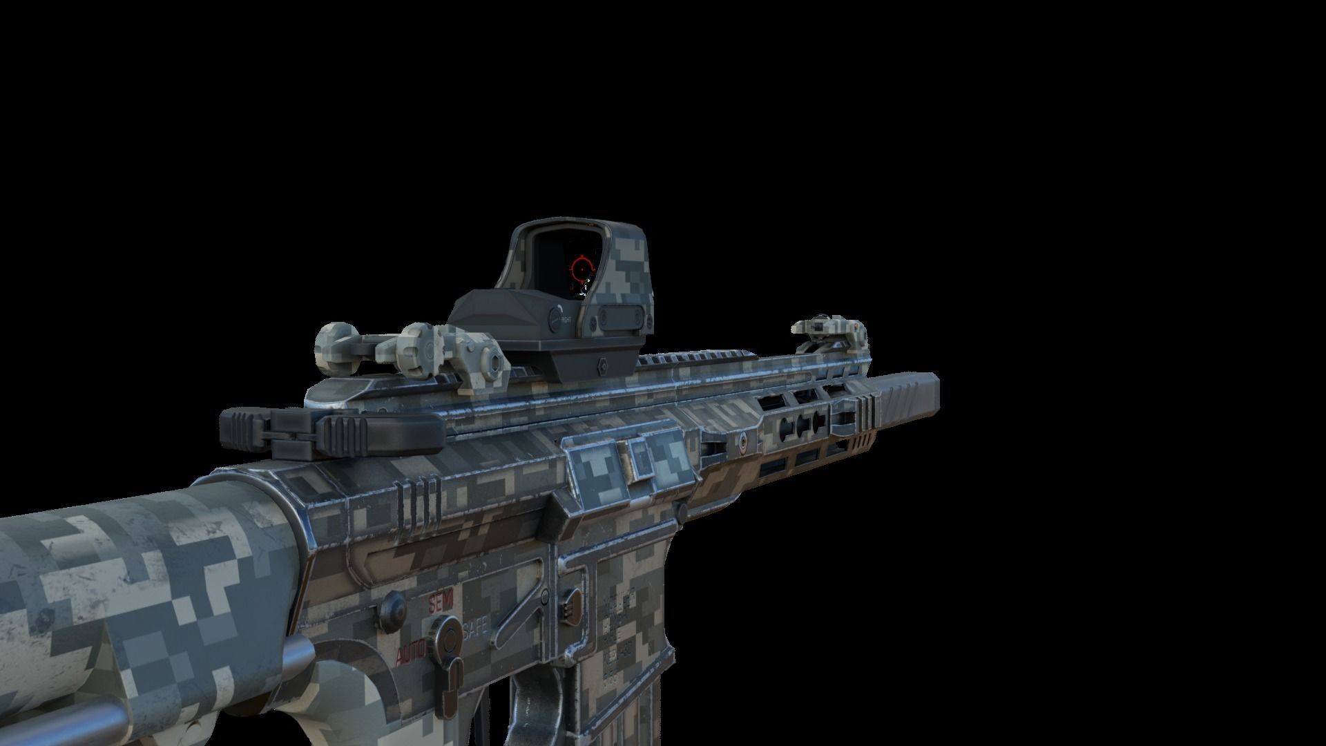 Modular Combat Rifle-Close Quarter Combat Variant  Low-poly 3D model_10