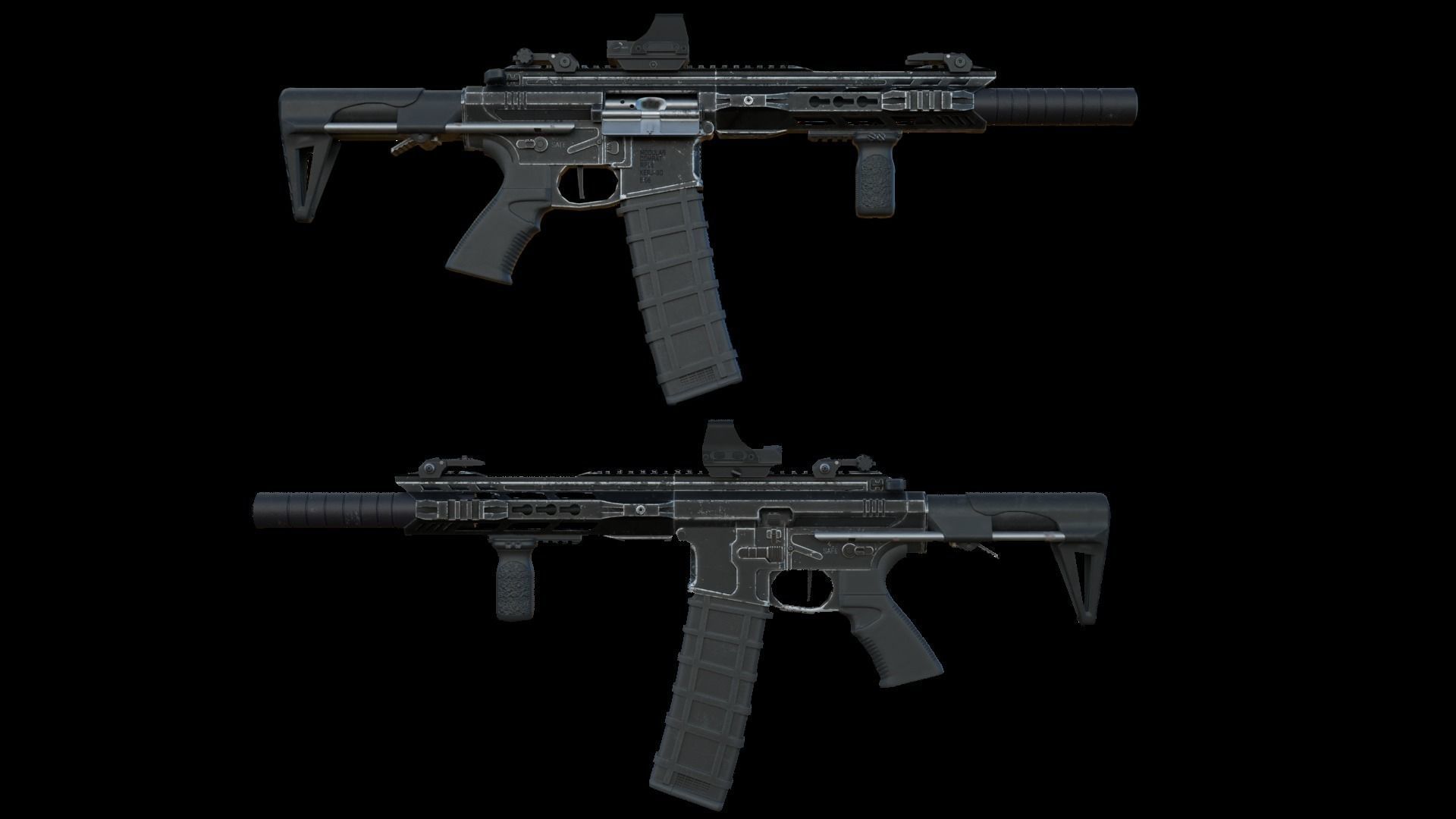 Modular Combat Rifle-Close Quarter Combat Variant  Low-poly 3D model_1