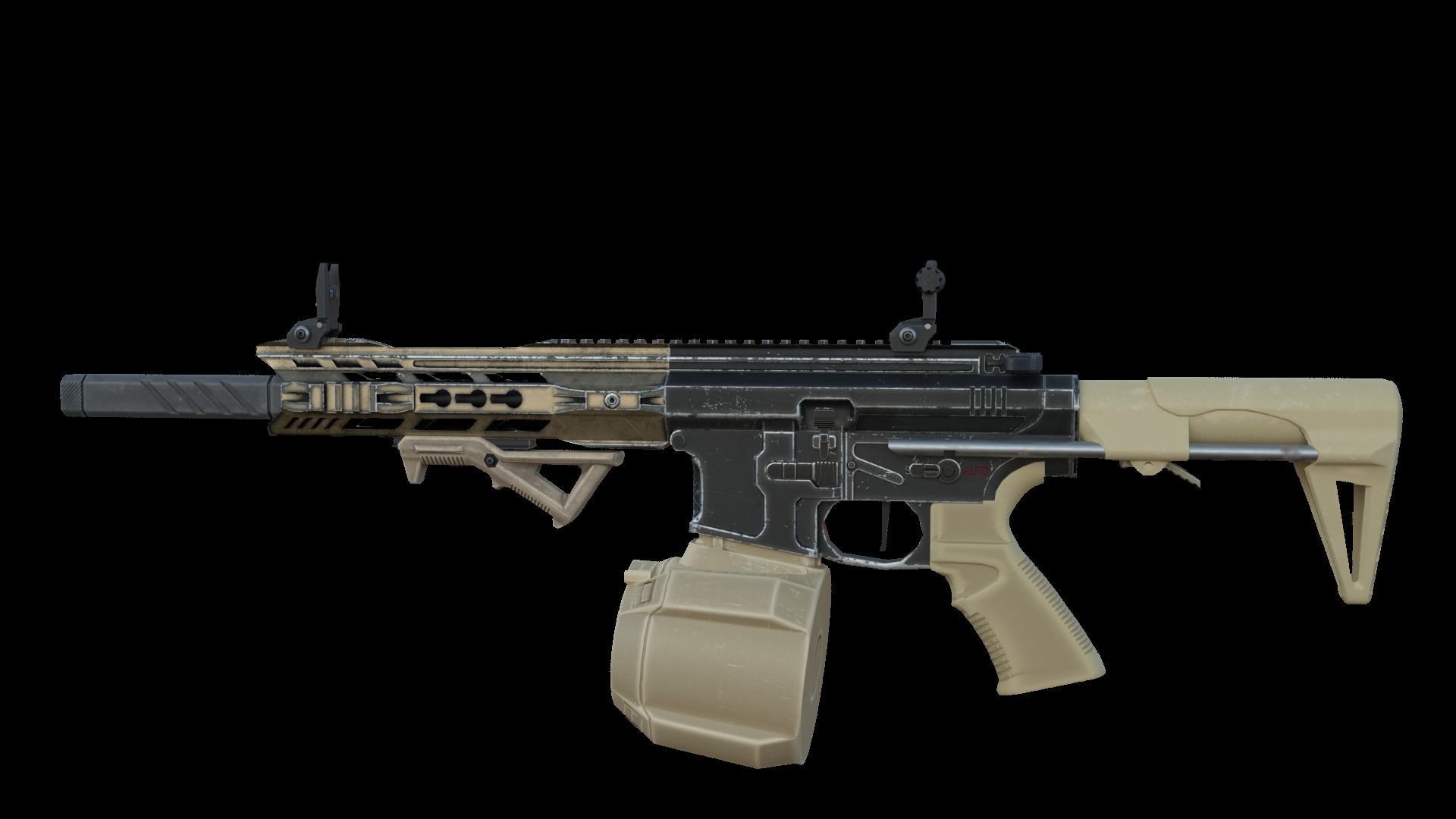 Modular Combat Rifle-Close Quarter Combat Variant  Low-poly 3D model_4