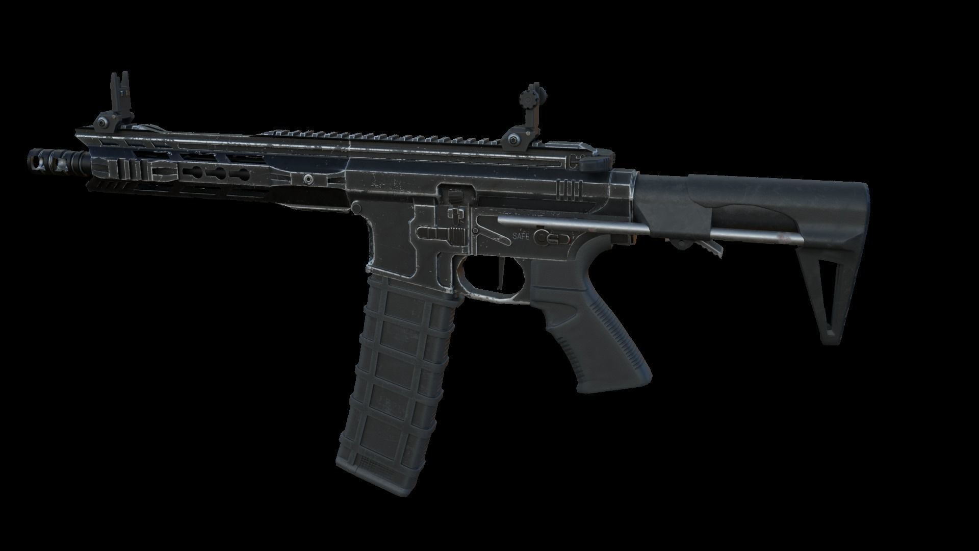 Modular Combat Rifle-Close Quarter Combat Variant  Low-poly 3D model_12